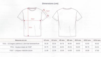 Guide des tailles - Enfant